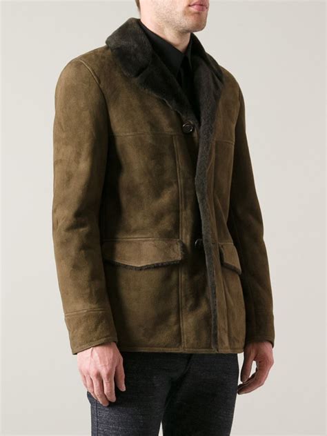 yves saint laurent shearling jacket green|SAINT LAURENT Shearling Coats for Men .